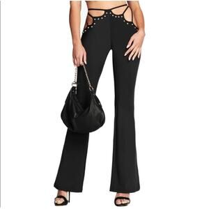 I Am Gia Damina Studded Hip Cutout Flare Party Evening Pants Black S Whimsigoth